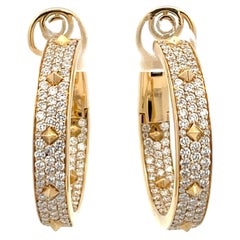 Créoles italiennes à pointes en or jaune 18 carats et diamants de 2,60 carats F VS