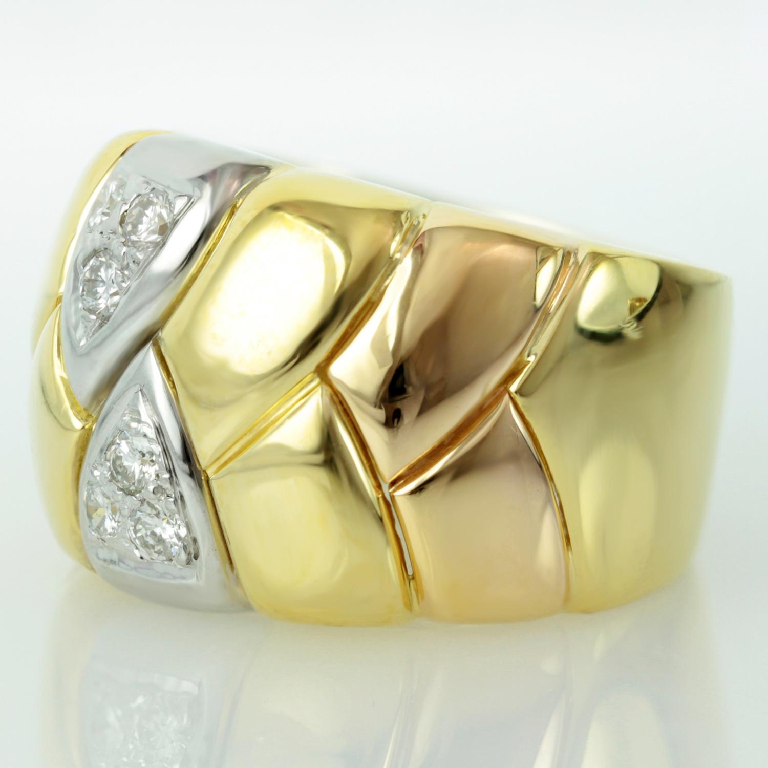 Italian Diamond Tri-Gold Band Ring 1