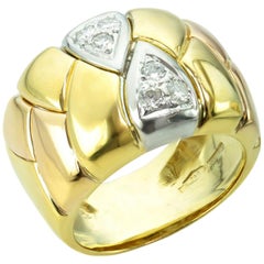 Italian Diamond Tri-Gold Band Ring