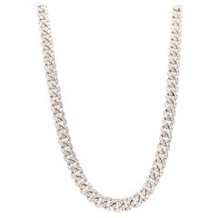 Italian Diamond White Gold Link Chain Necklace
