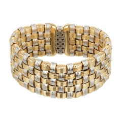 Italian Diamond Wide Two-Color Gold Mesh Bracelet