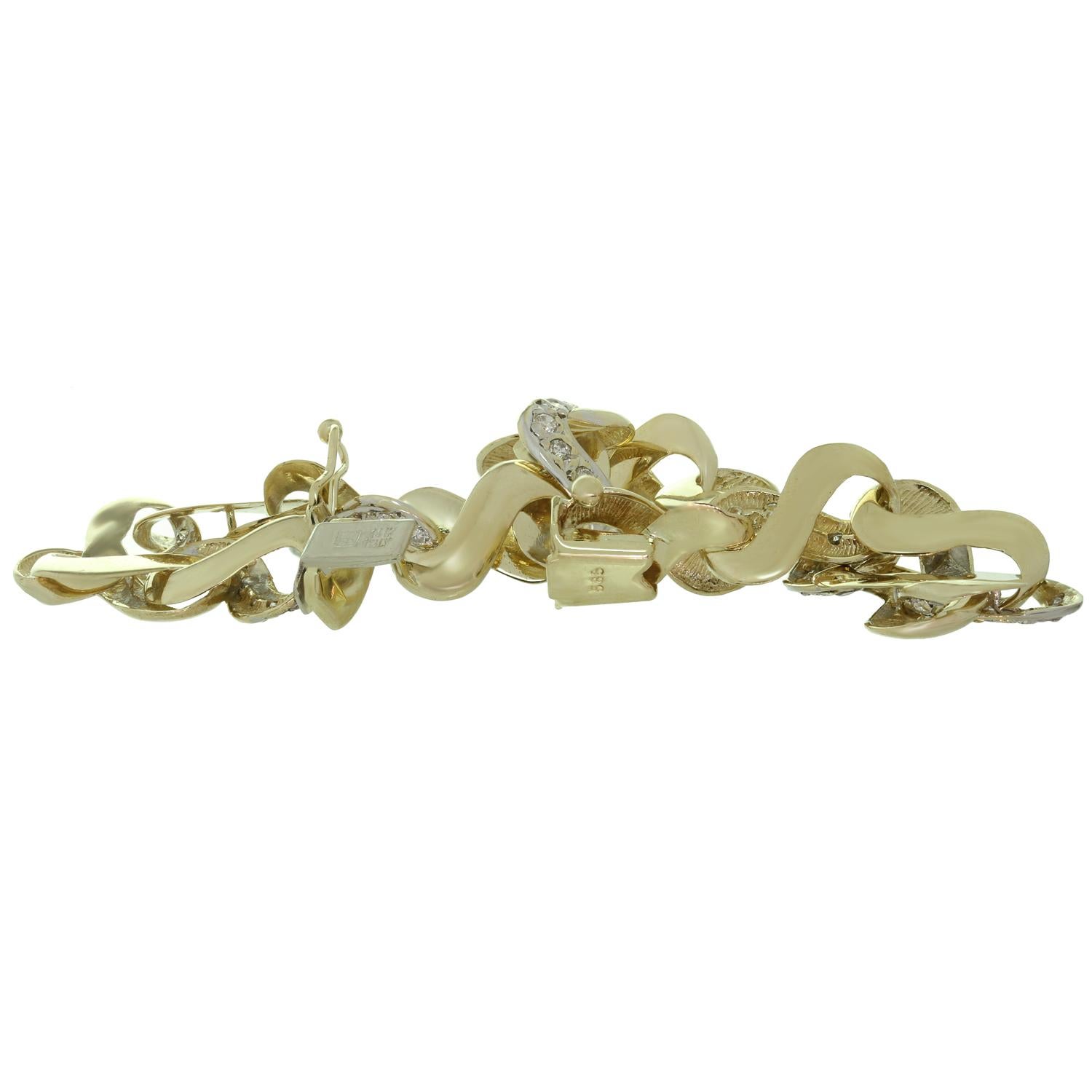 Women's Italian Diamond Yellow Gold Link Bracelet