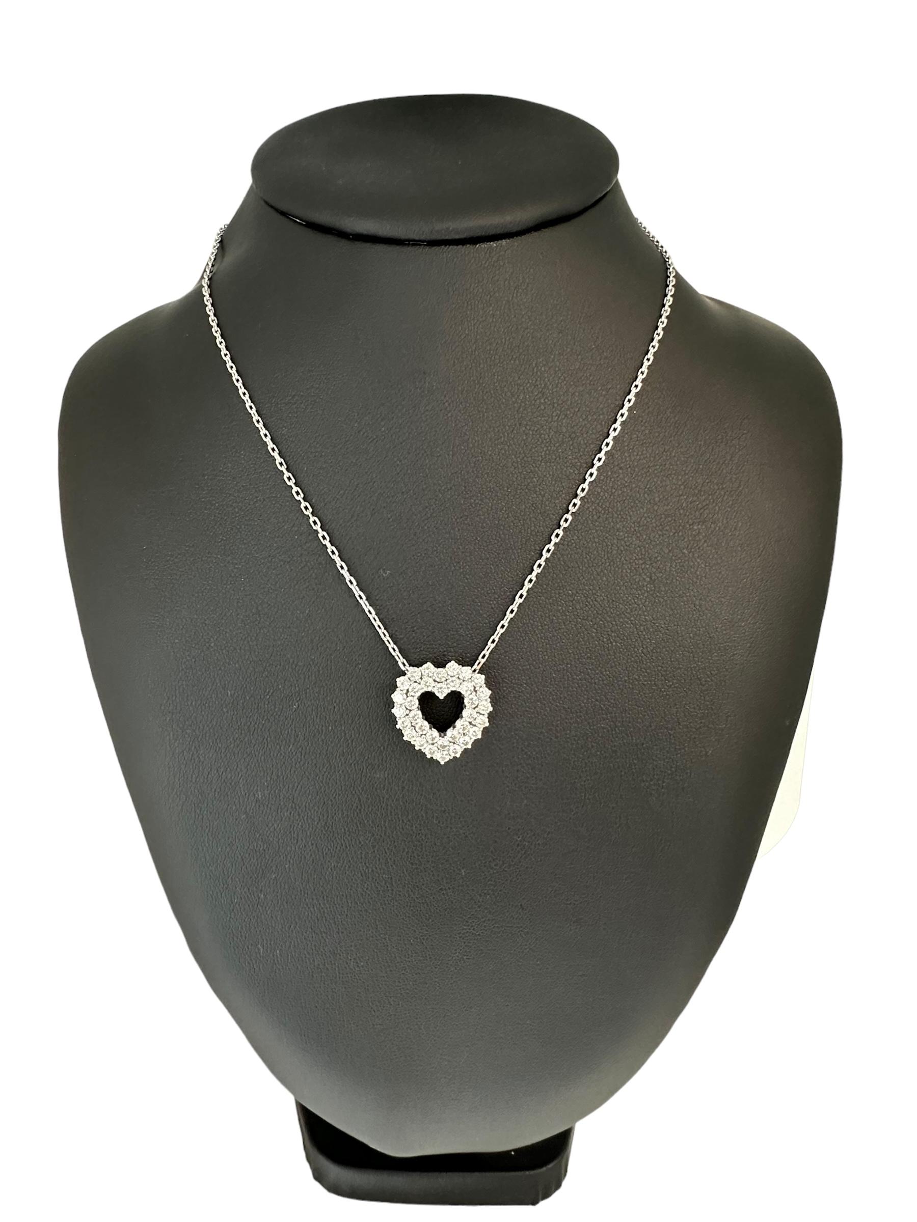 Women's or Men's Italian Diamonds Heart Necklace 18 karat White Gold For Sale
