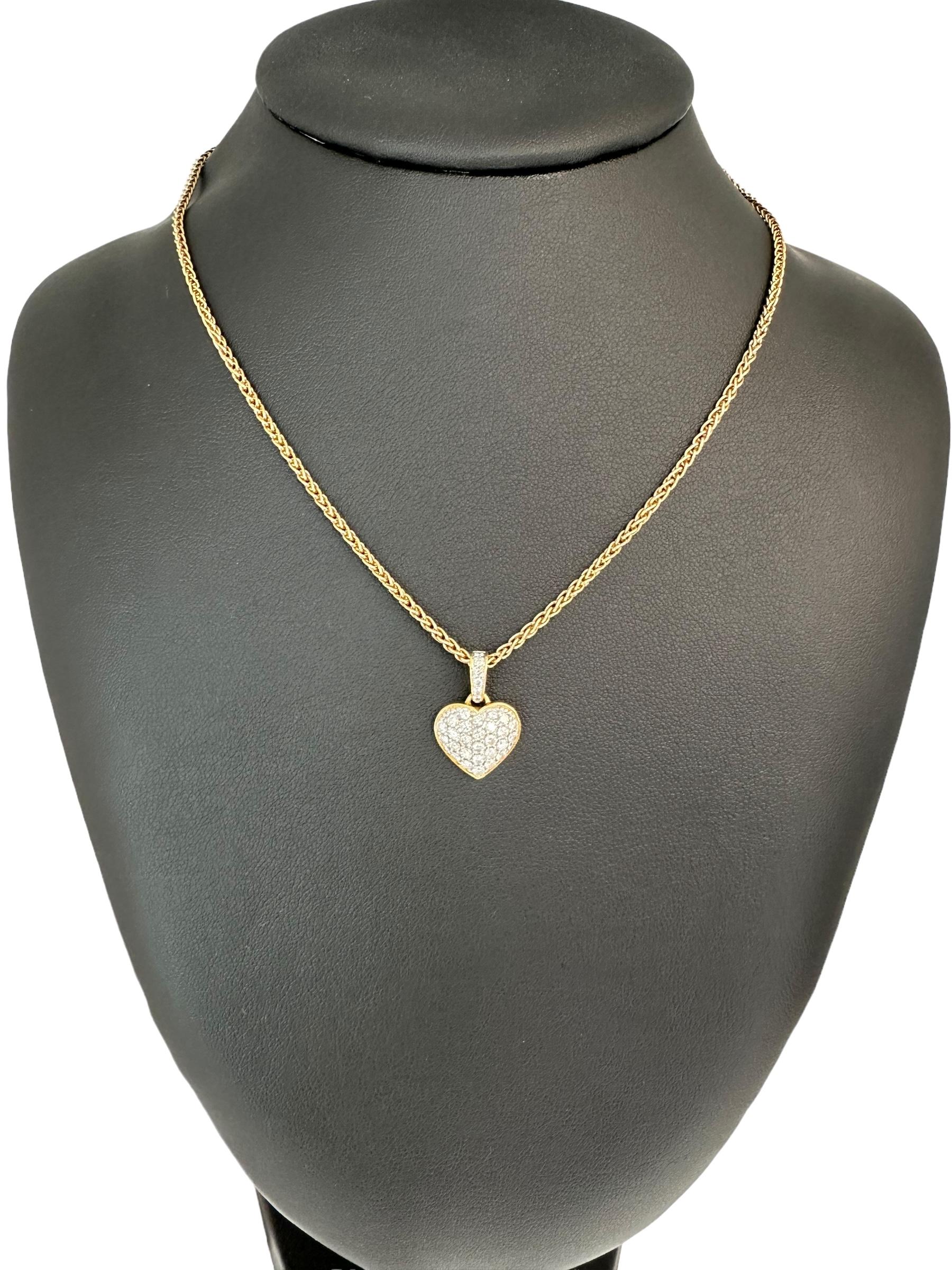 Italian Diamonds Heart Pendant 18 karat Yellow and White Gold In Good Condition For Sale In Esch sur Alzette, Esch-sur-Alzette