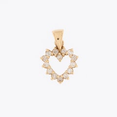 Italian Diamonds Heart Pendant Yellow Gold
