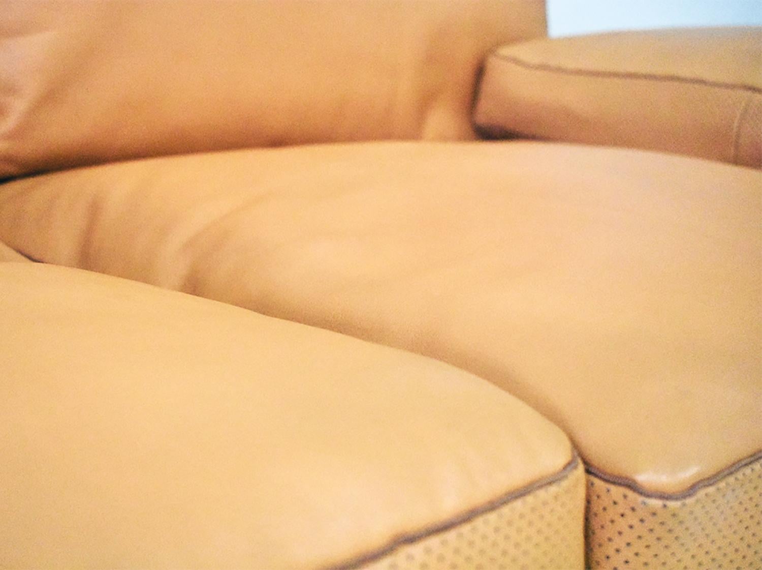 Italian Diesis Ochre Leather Sofa by Citterio & Nava for B&B Italia, 1979 8