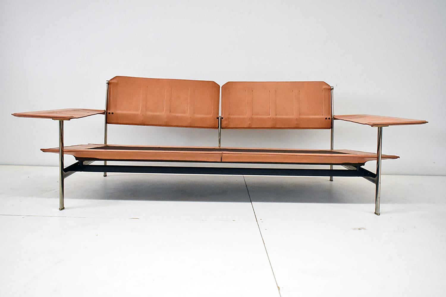 Pressed Italian Diesis Ochre Leather Sofa by Citterio & Nava for B&B Italia, 1979