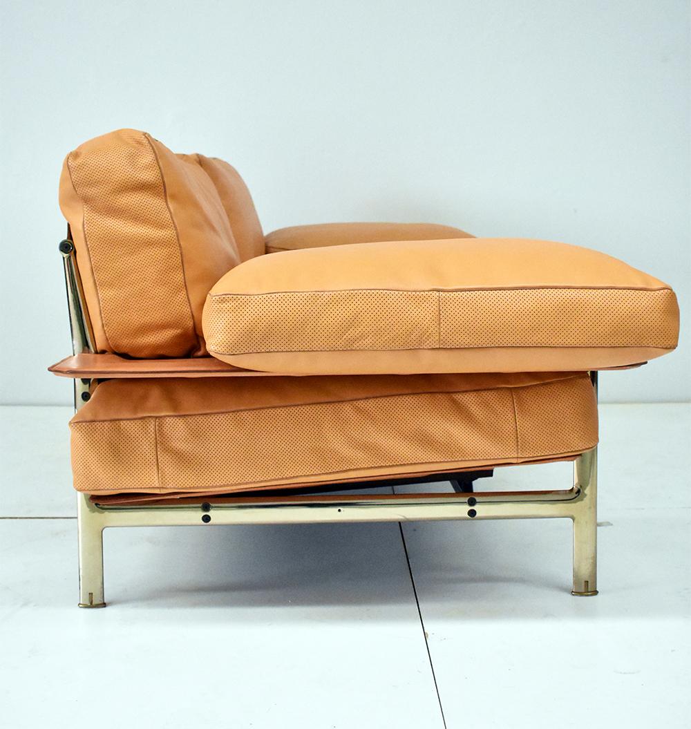 Steel Italian Diesis Ochre Leather Sofa by Citterio & Nava for B&B Italia, 1979