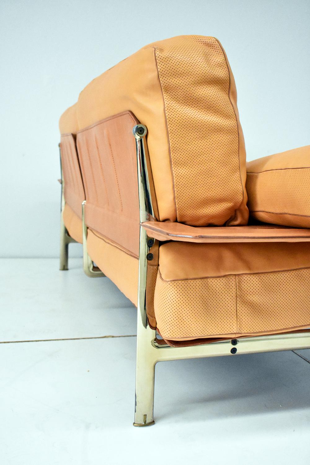 Italian Diesis Ochre Leather Sofa by Citterio & Nava for B&B Italia, 1979 1