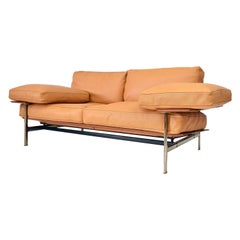 Italian Diesis Ochre Leather Sofa by Citterio & Nava for B&B Italia, 1979