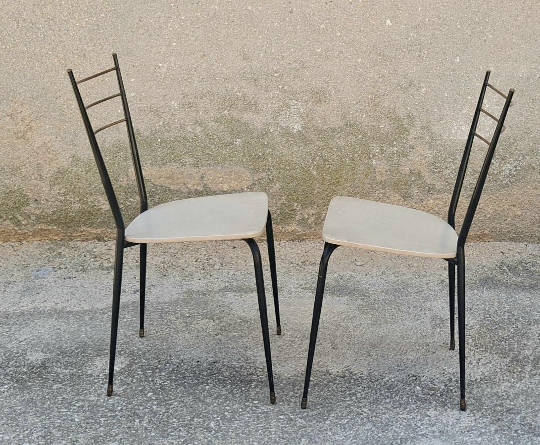 Metal  Italian Ding Room Chairs Attributed to Ico Parisi and Paolo di Poli  For Sale