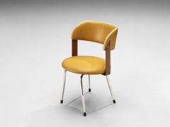 Italian Dining Chair in Metal and Yellow Leatherette