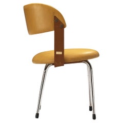 Italian Dining Chair in Metal and Yellow Leatherette