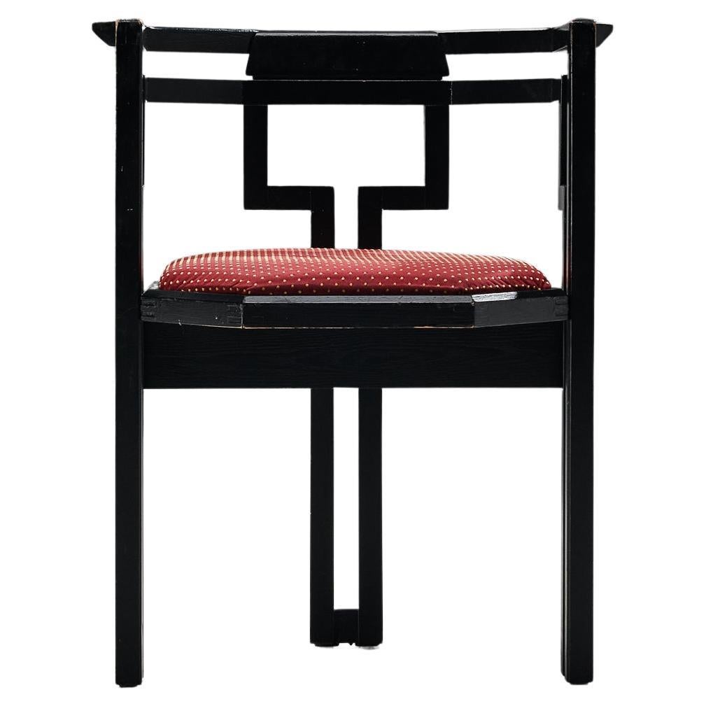 Silla de Comedor Italiana en Roble y Tapizado Rojo Vibrante