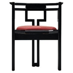 Silla de Comedor Italiana en Roble y Tapizado Rojo Vibrante