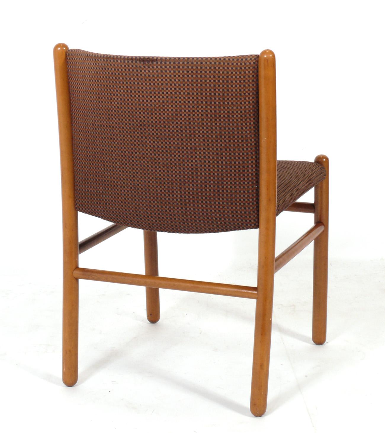 Italian Dining Chairs by Gianfranco Frattini Reupholstered In Good Condition For Sale In Atlanta, GA