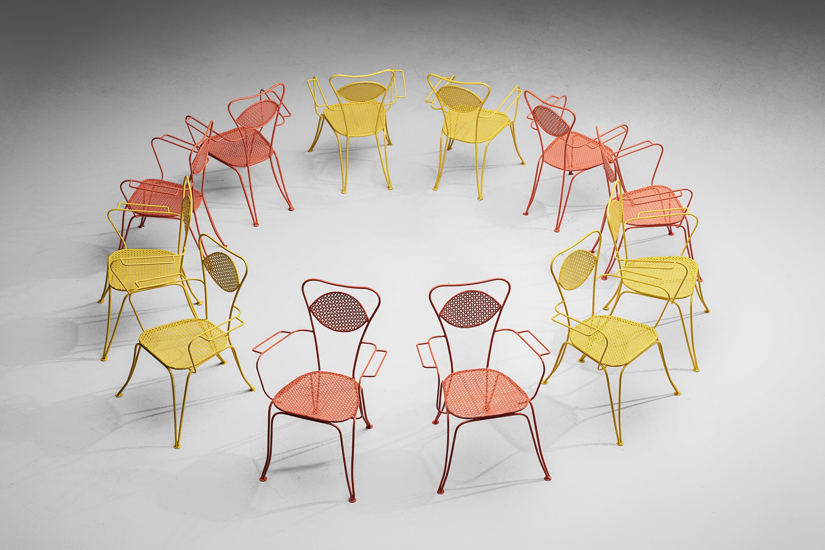 colorful metal chairs
