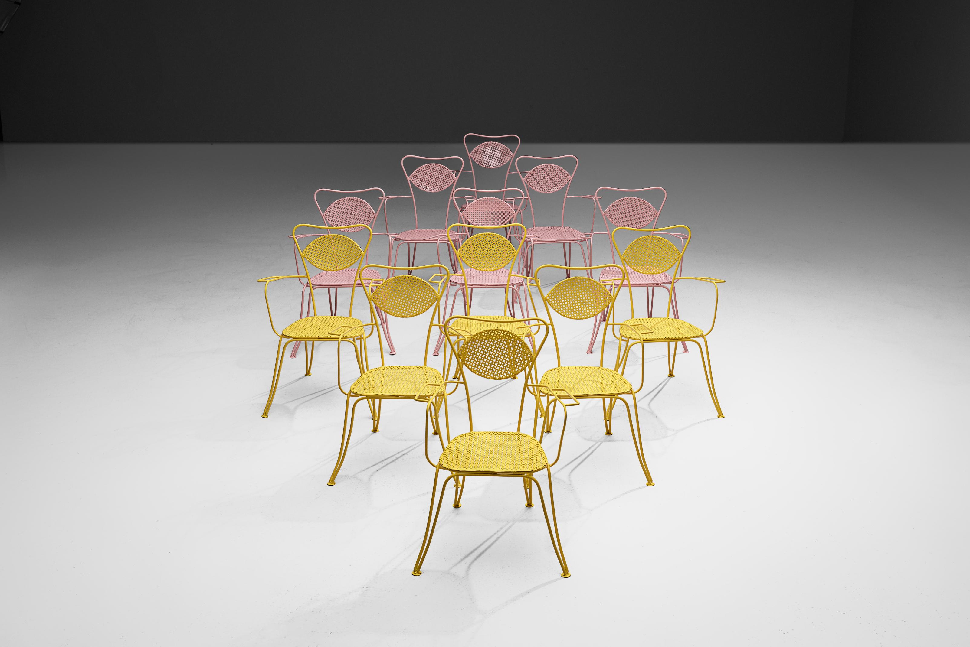 20th Century Italian Dining Chairs in Colorful Lacquered Metal For Sale