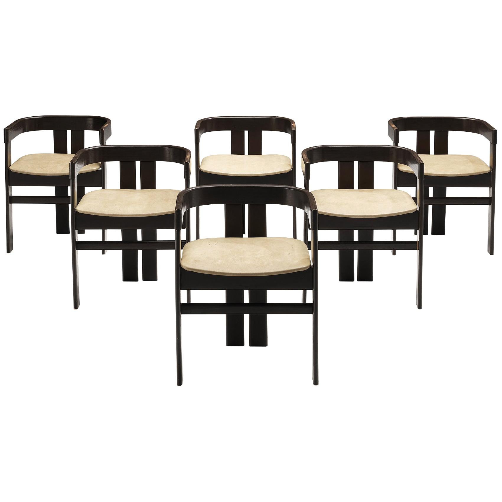 Italian Set of Six Dining Chairs in Oak For Sale at 1stDibs | dining chair  italy, italian dining room chairs, dark wood dining chairs