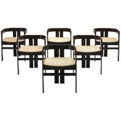 Italian Set of Six Dining Chairs in Oak 
