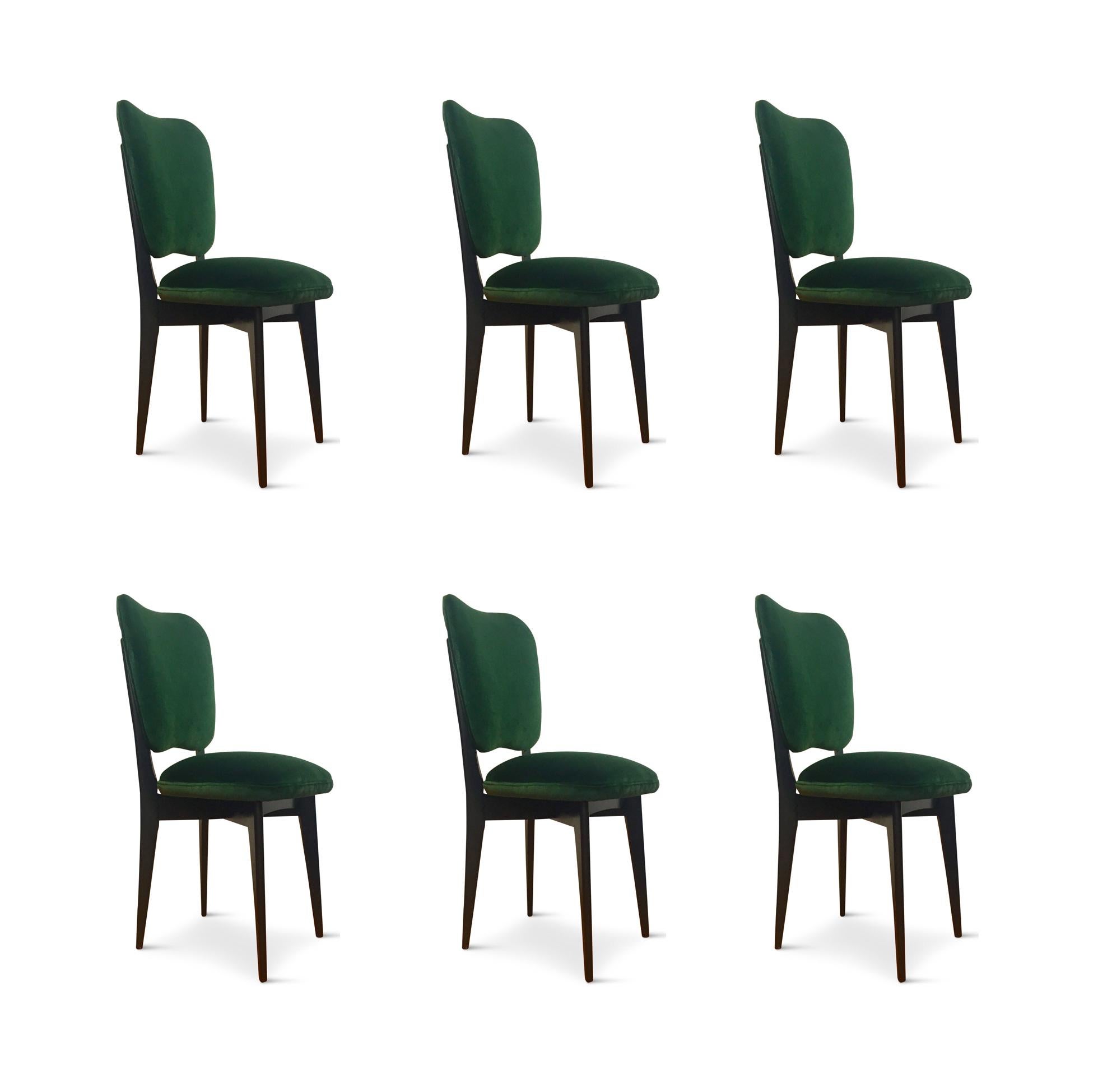 Mid-Century Modern Italian Dining Chairs in the Style of Ico Parisi Set of Six Midcentury 