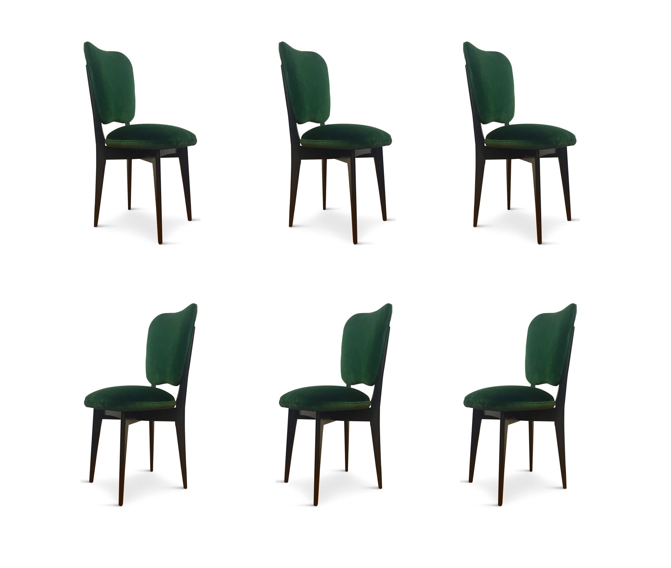 Italian Dining Chairs in the Style of Ico Parisi Set of Six Midcentury  In Excellent Condition In Philadelphia, PA
