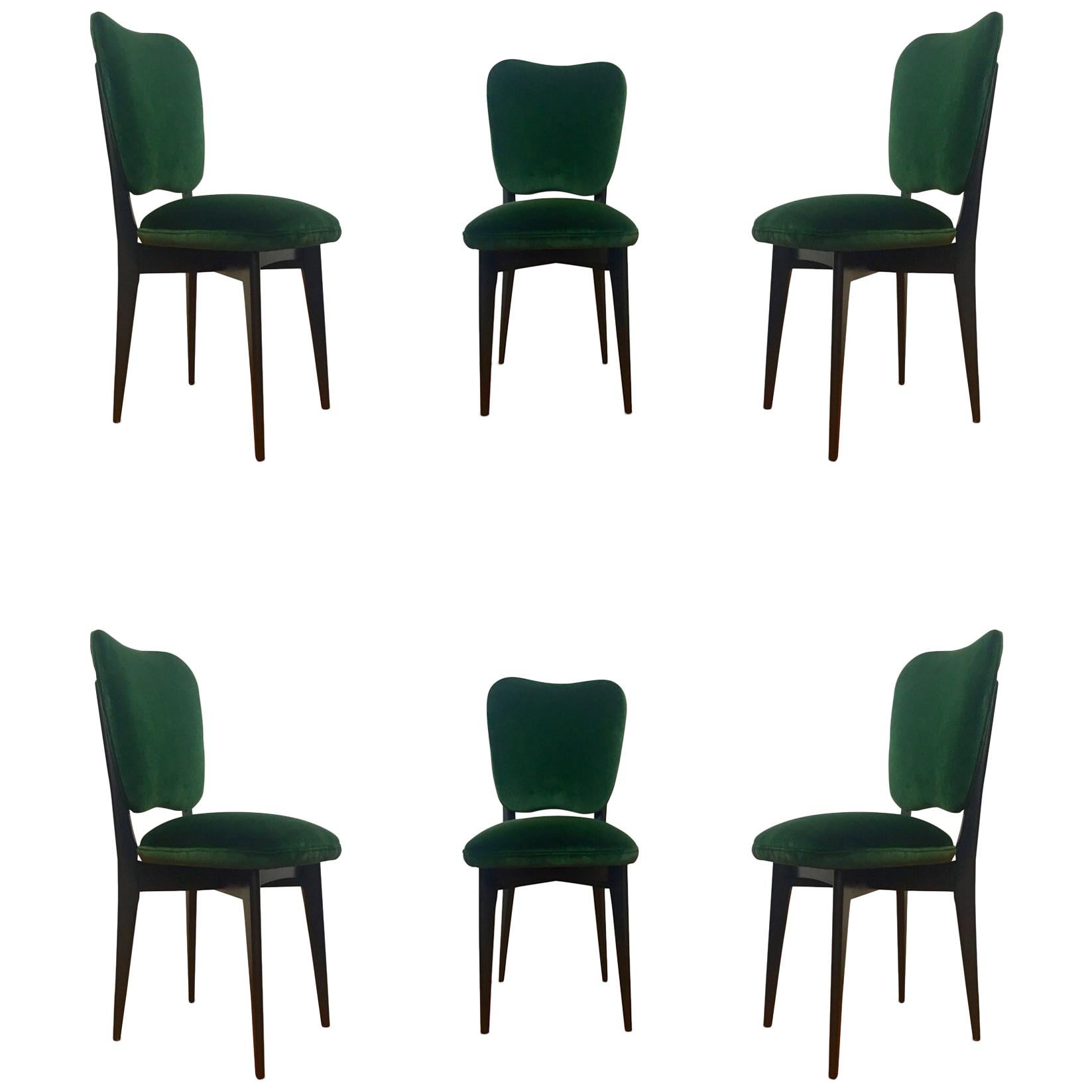 Italian Dining Chairs in the Style of Ico Parisi Set of Six Midcentury 