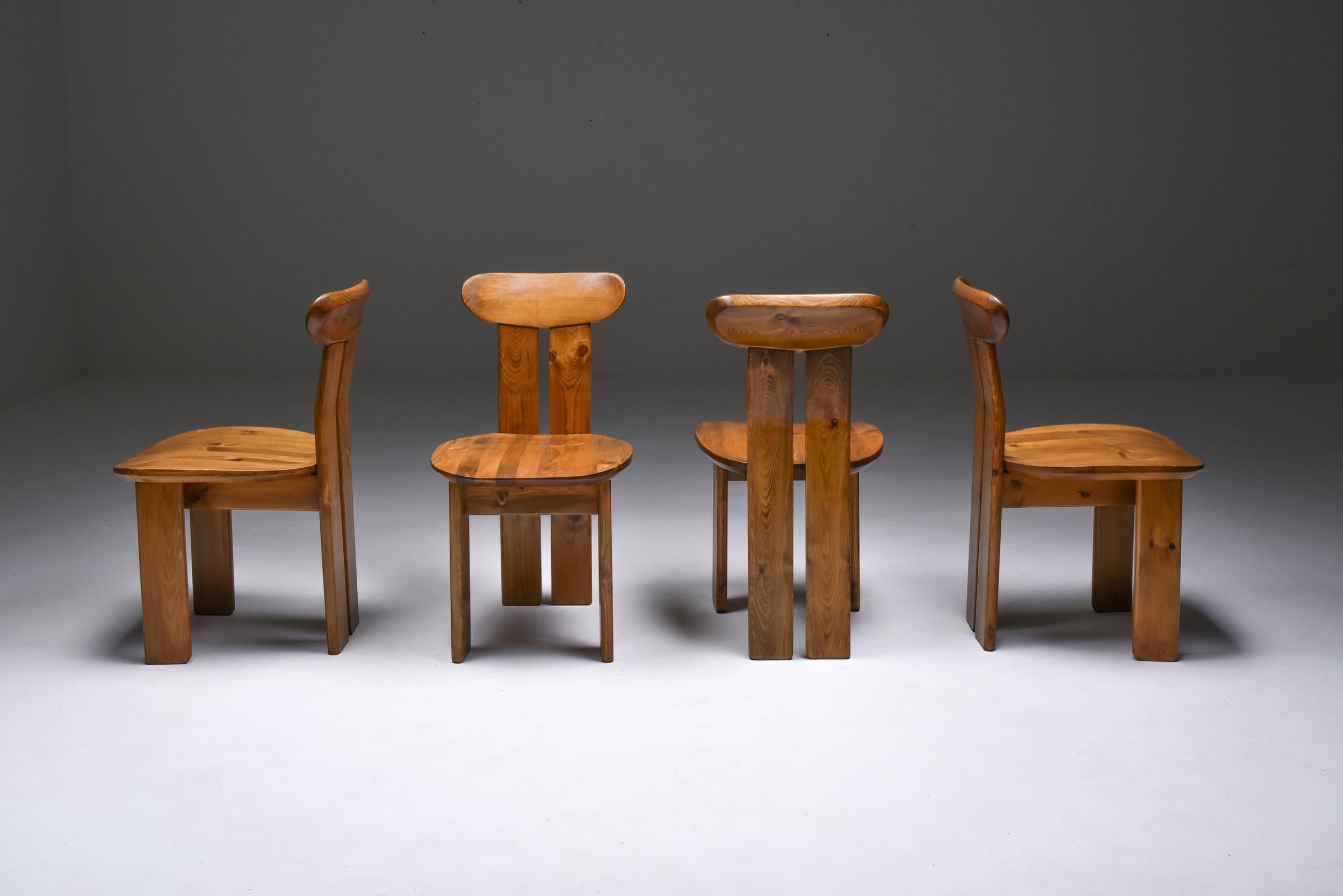 Rustic Italian Dining Chairs Mobilgirgi, Italy, 1970s