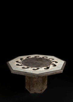 Italian Dining Ensemble of a Center Table and 6 Chairs with Eggshell-Marqueterie