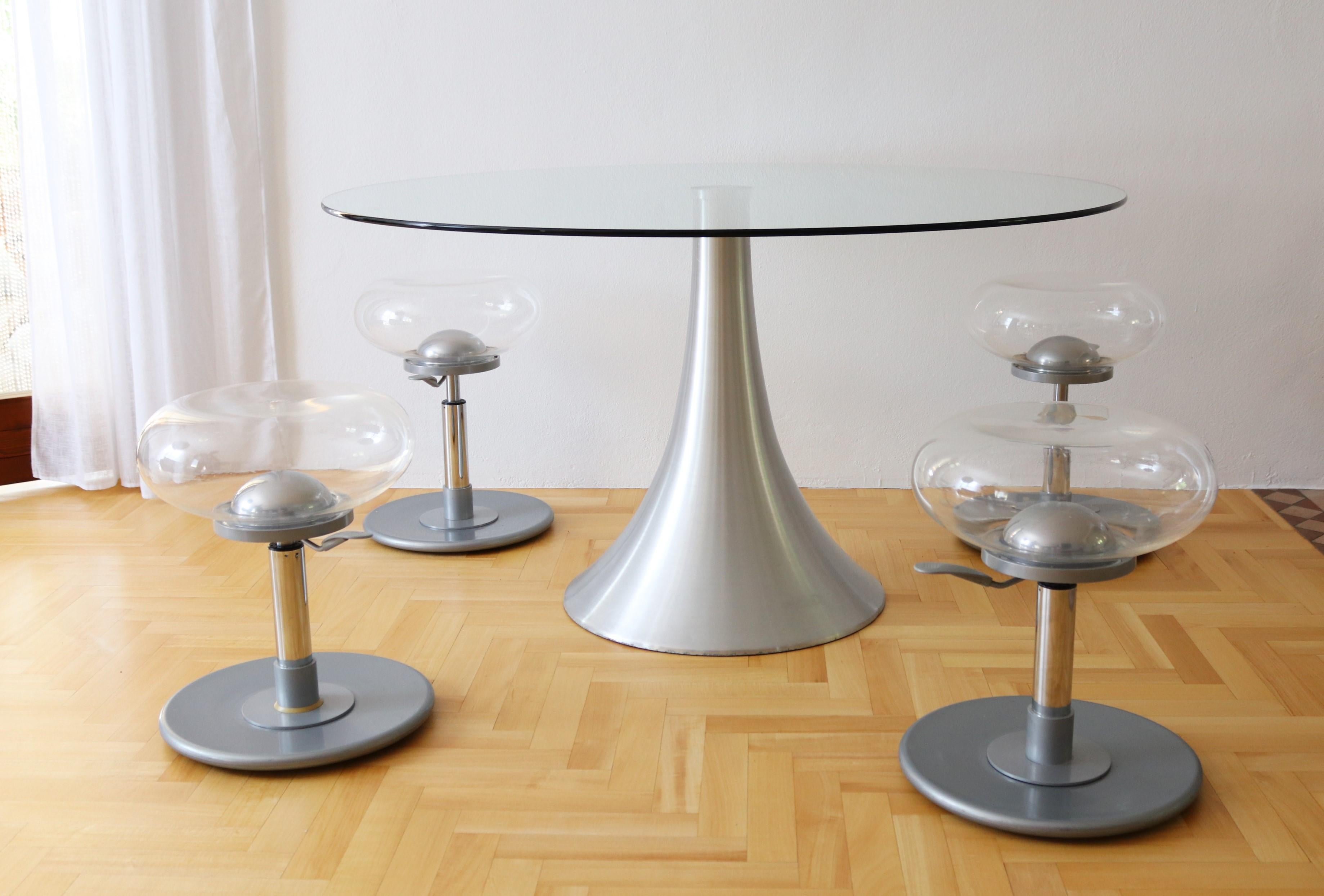 Italian Dining or Center Table with Tulip Base and Glass Top, 1970s 9