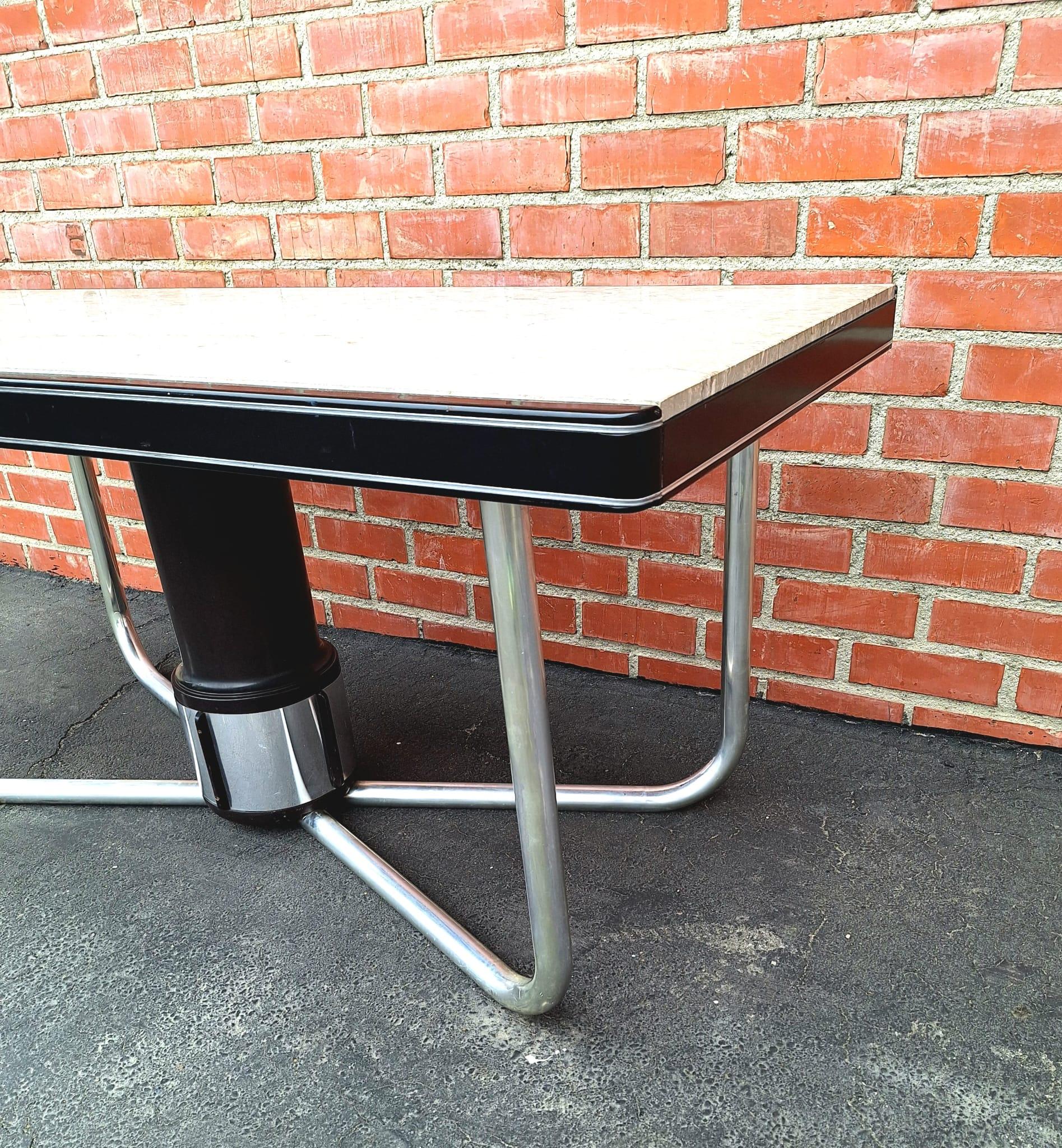 Chrome Italian dining room table in style of Gioto Stopino For Sale