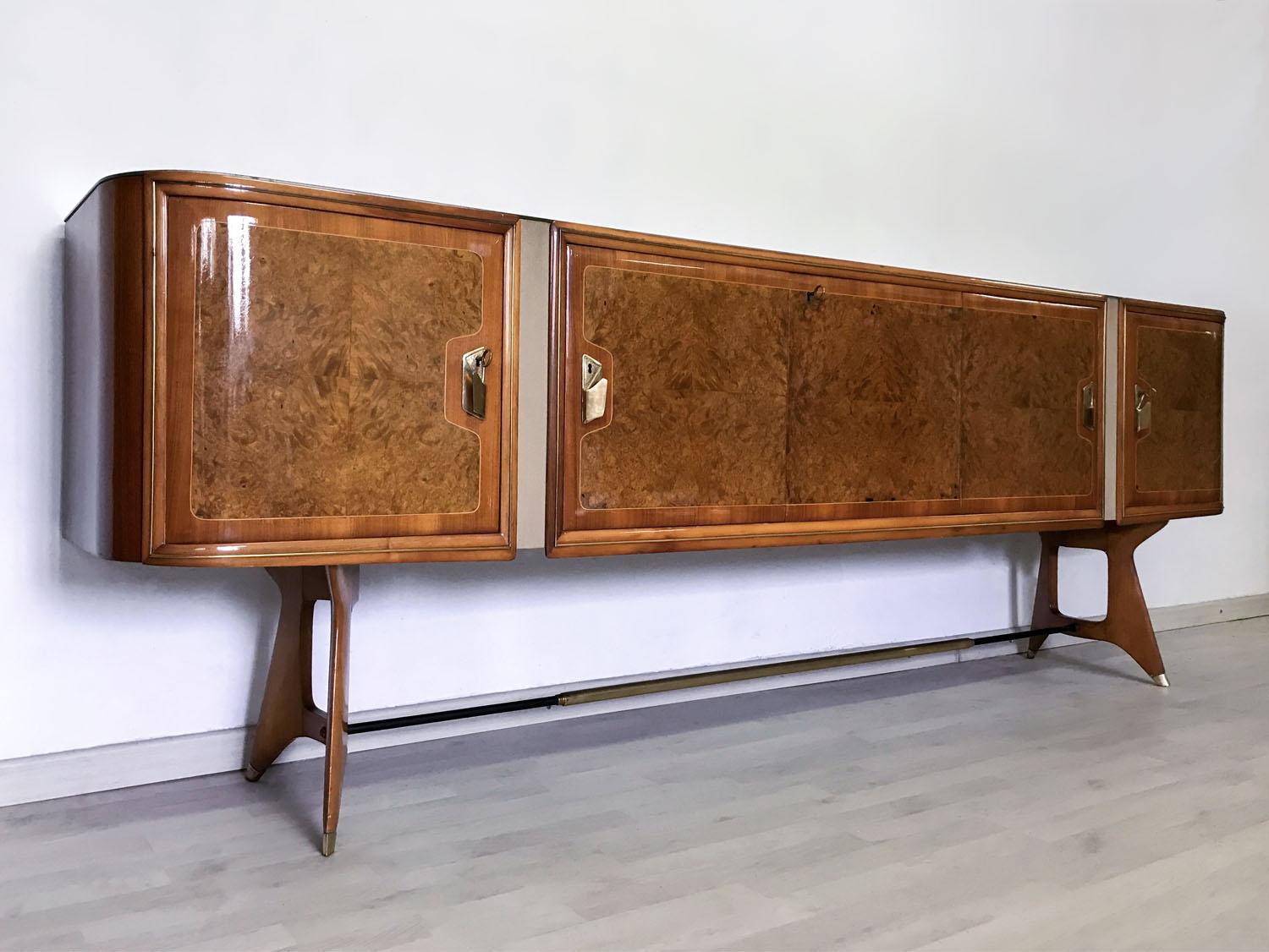 Italian Dining Set of Two Sideboard in Birch Briar Root by Vittorio Dassi, 1950s 4