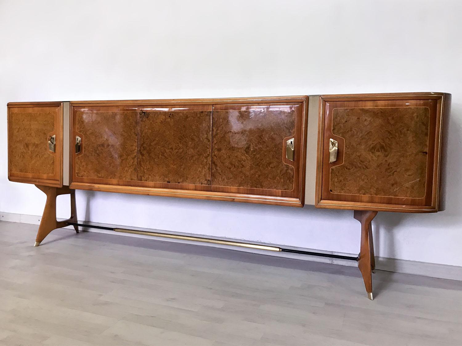 Italian Dining Set of Two Sideboard in Birch Briar Root by Vittorio Dassi, 1950s 14