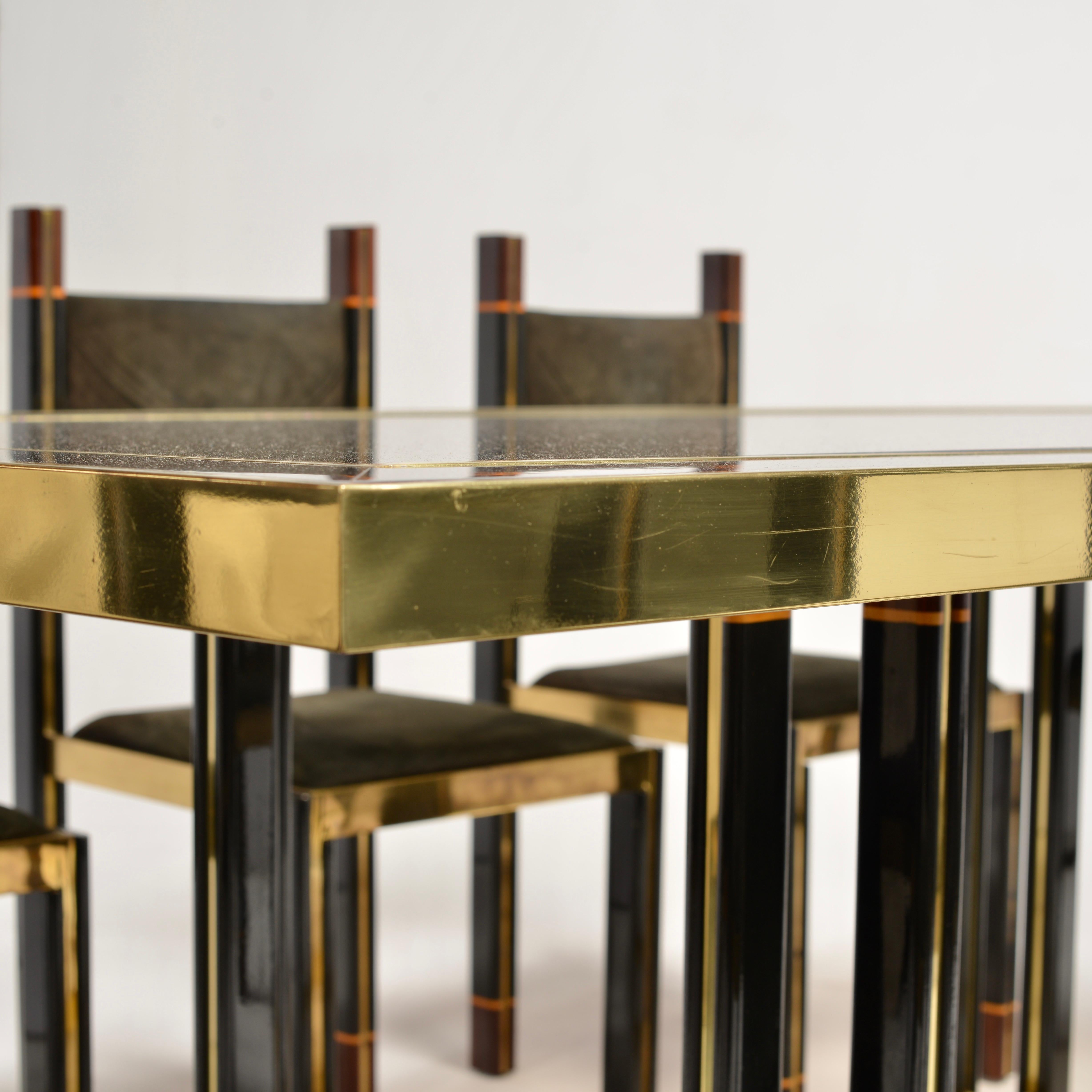 Italienische Esszimmergarnitur von Paolo Barracchia für Roman Deco, 1978 (Messing) im Angebot