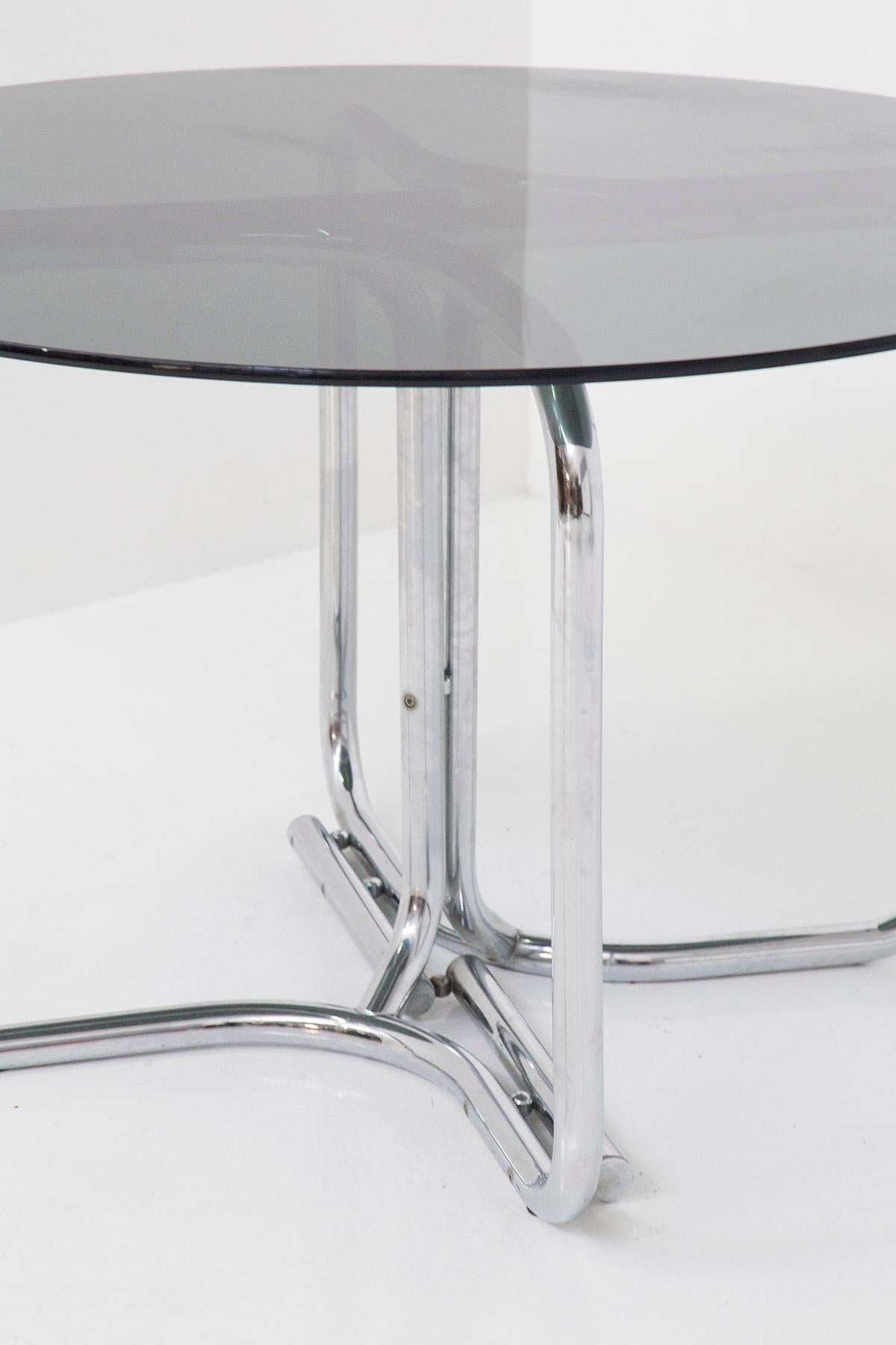 Space Age Italian Dining Table by Giotto Stoppino in Dark Glass