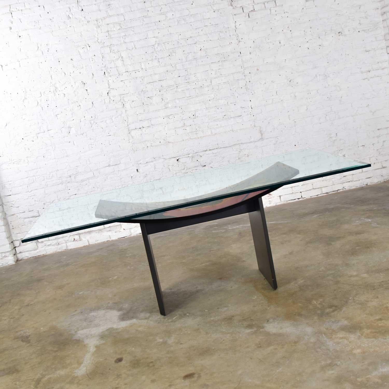 Italian Dining Table by Pietro Costantini Black Lacquer and Geometric Inlay For Sale 2