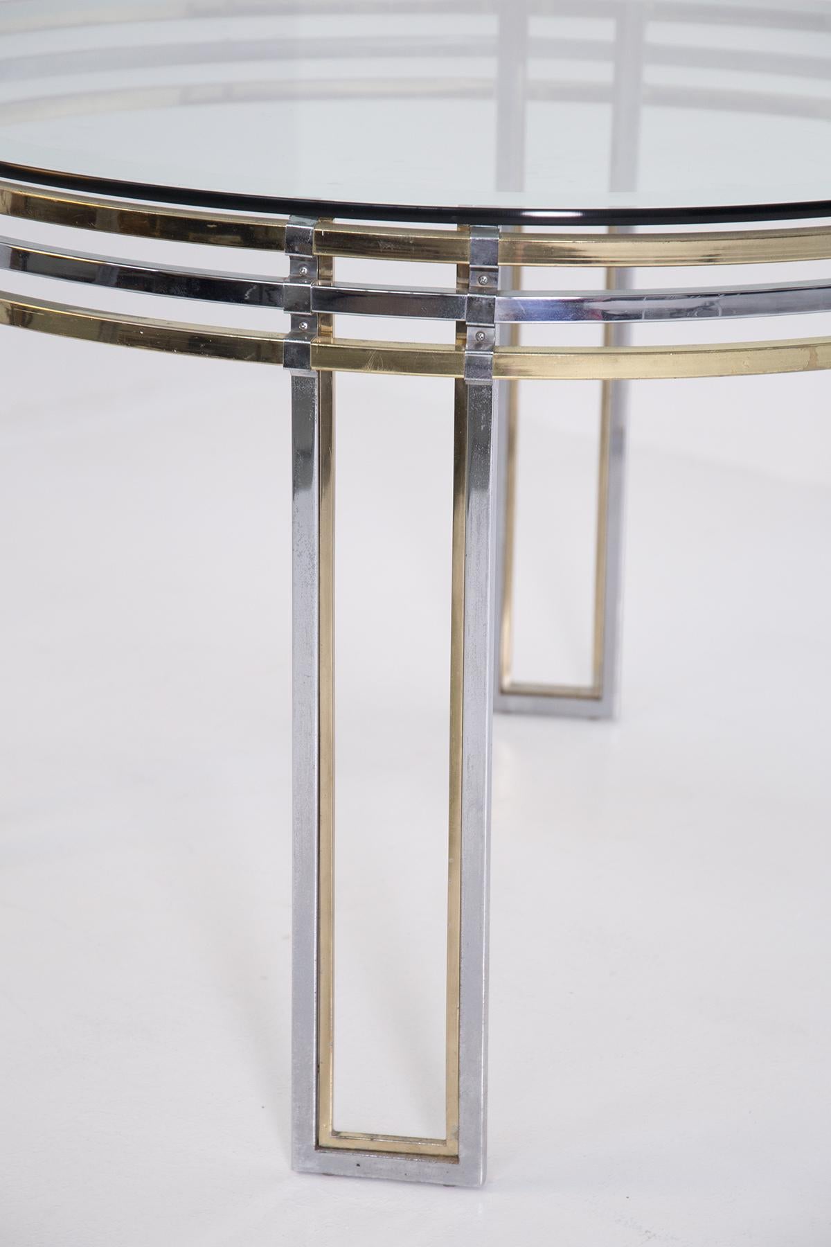 Italian Dining Table by Romeo Rega in Brass, Steel and Art Glass In Good Condition In Milano, IT