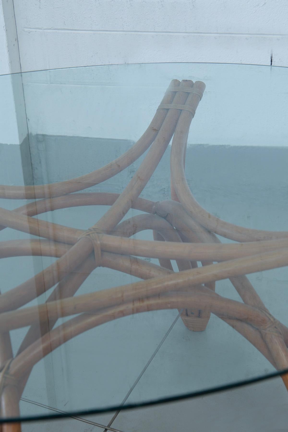 Italian Dining table by Vivai del Sud in bamboo and glass im Angebot 5