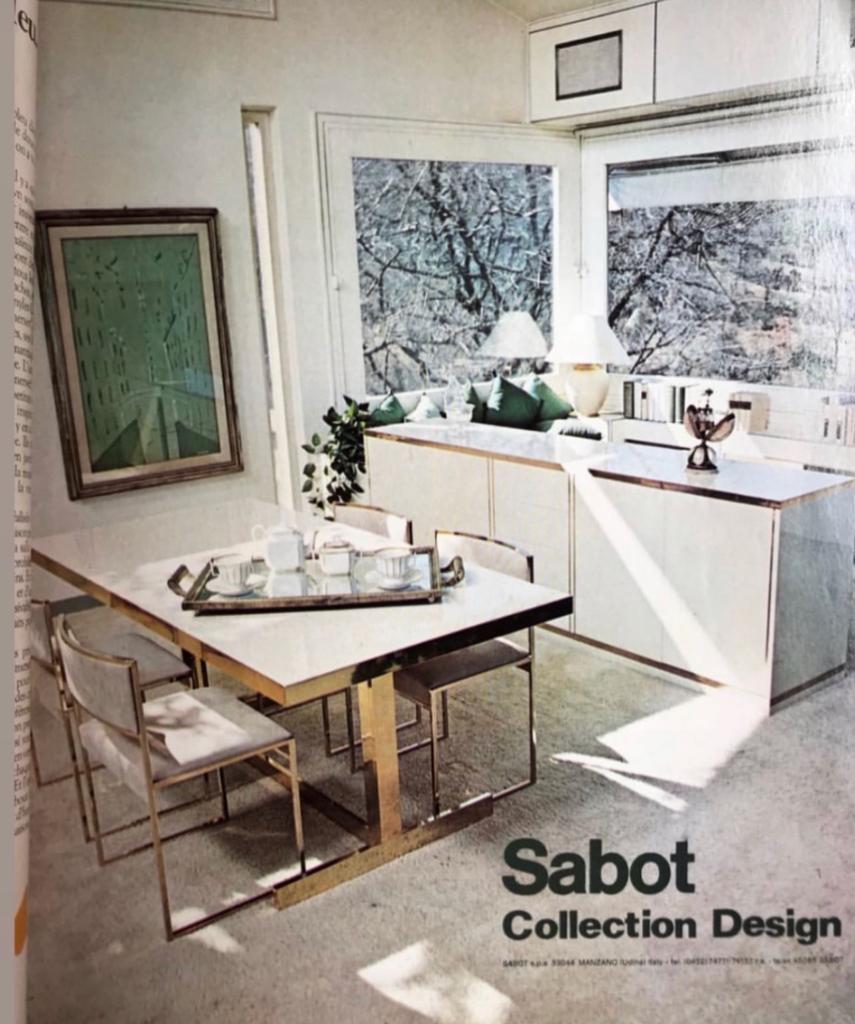 Table de salle à manger italienne en laiton et stratifié par Mario Sabot, années 1980 en vente 3