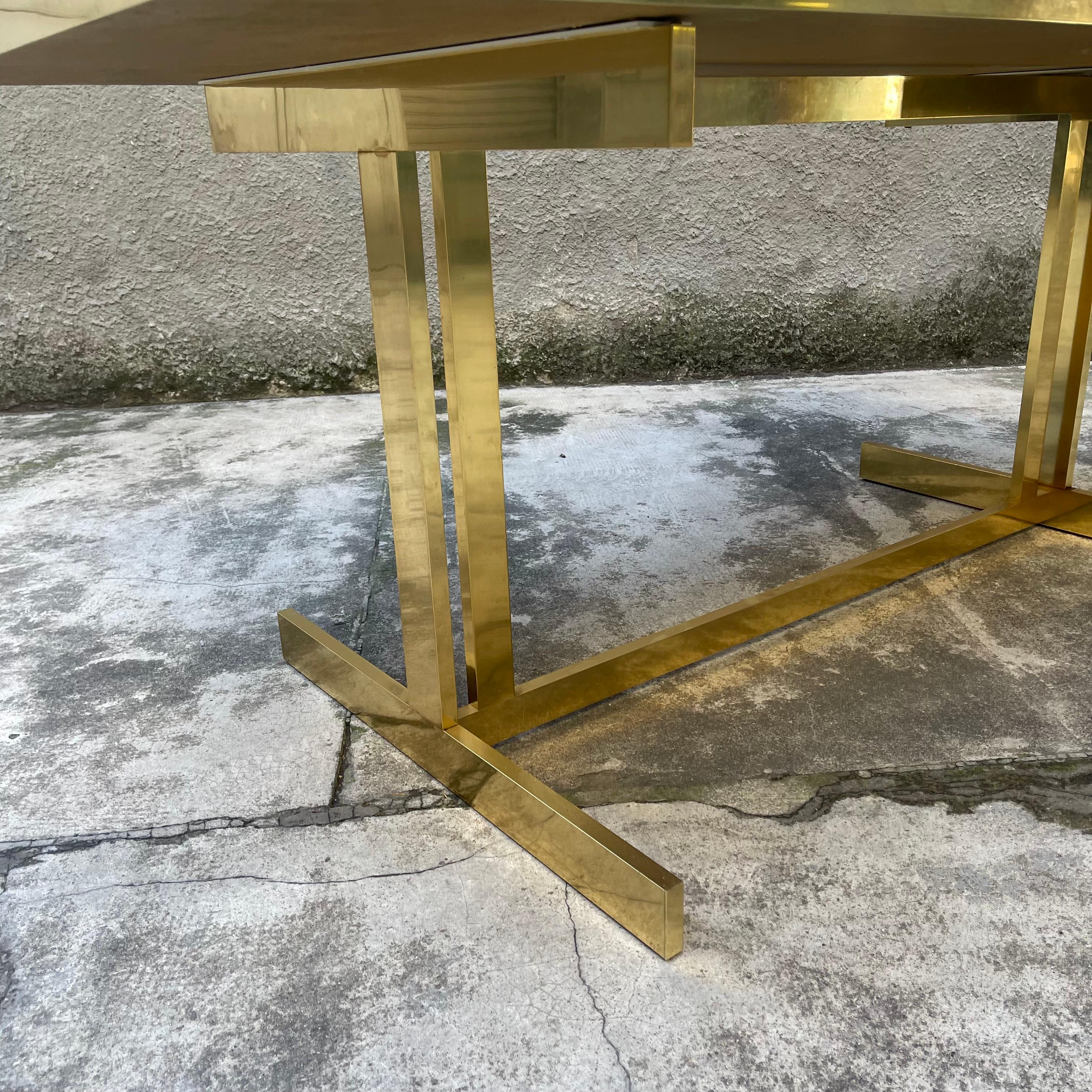 Italian Dining Table in Brass and Laminate by Mario Sabot, 1980s For Sale 3