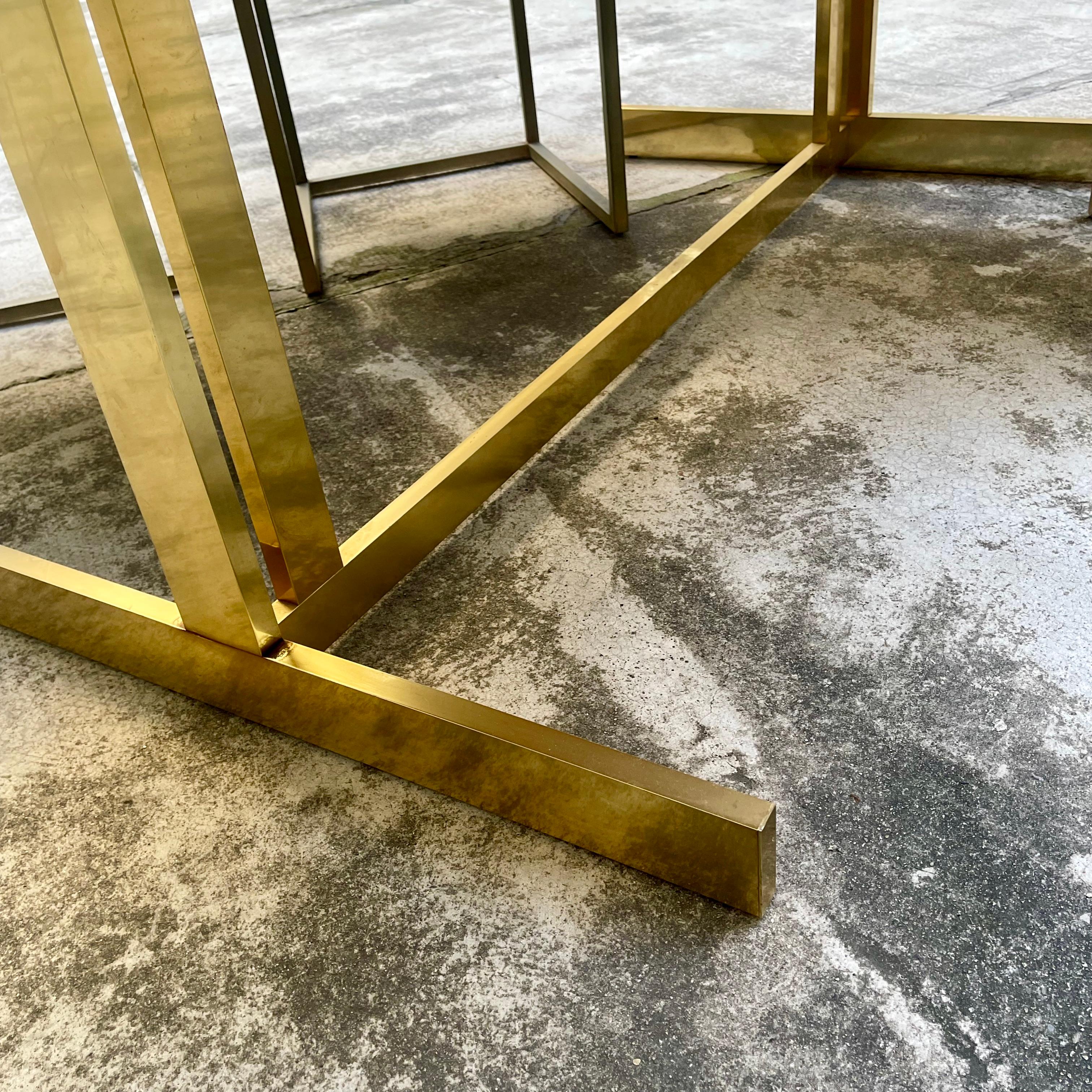 Italian Dining Table in Brass and Laminate by Mario Sabot, 1980s For Sale 4