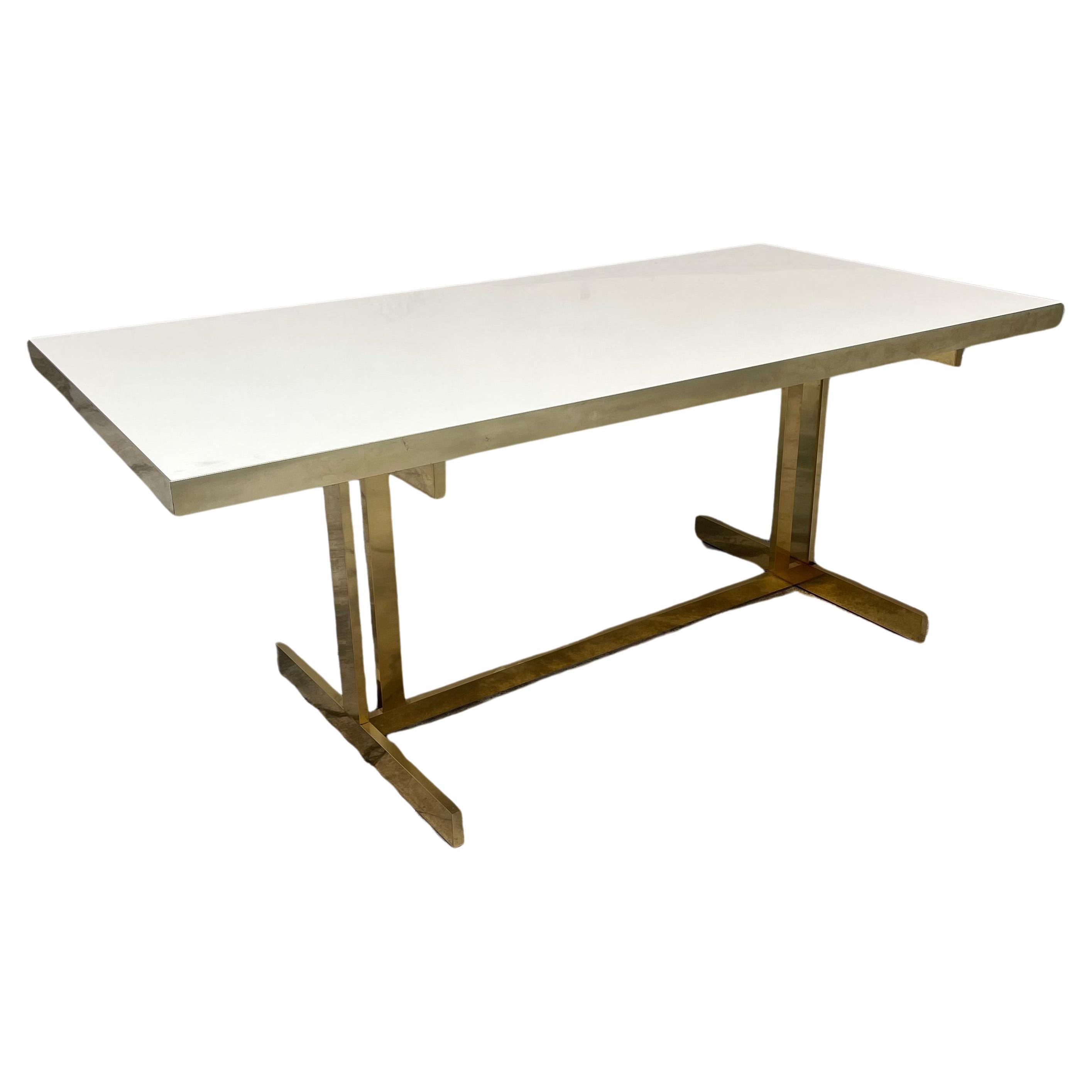 Italian Dining Table in Brass and Laminate by Mario Sabot, 1980s For Sale