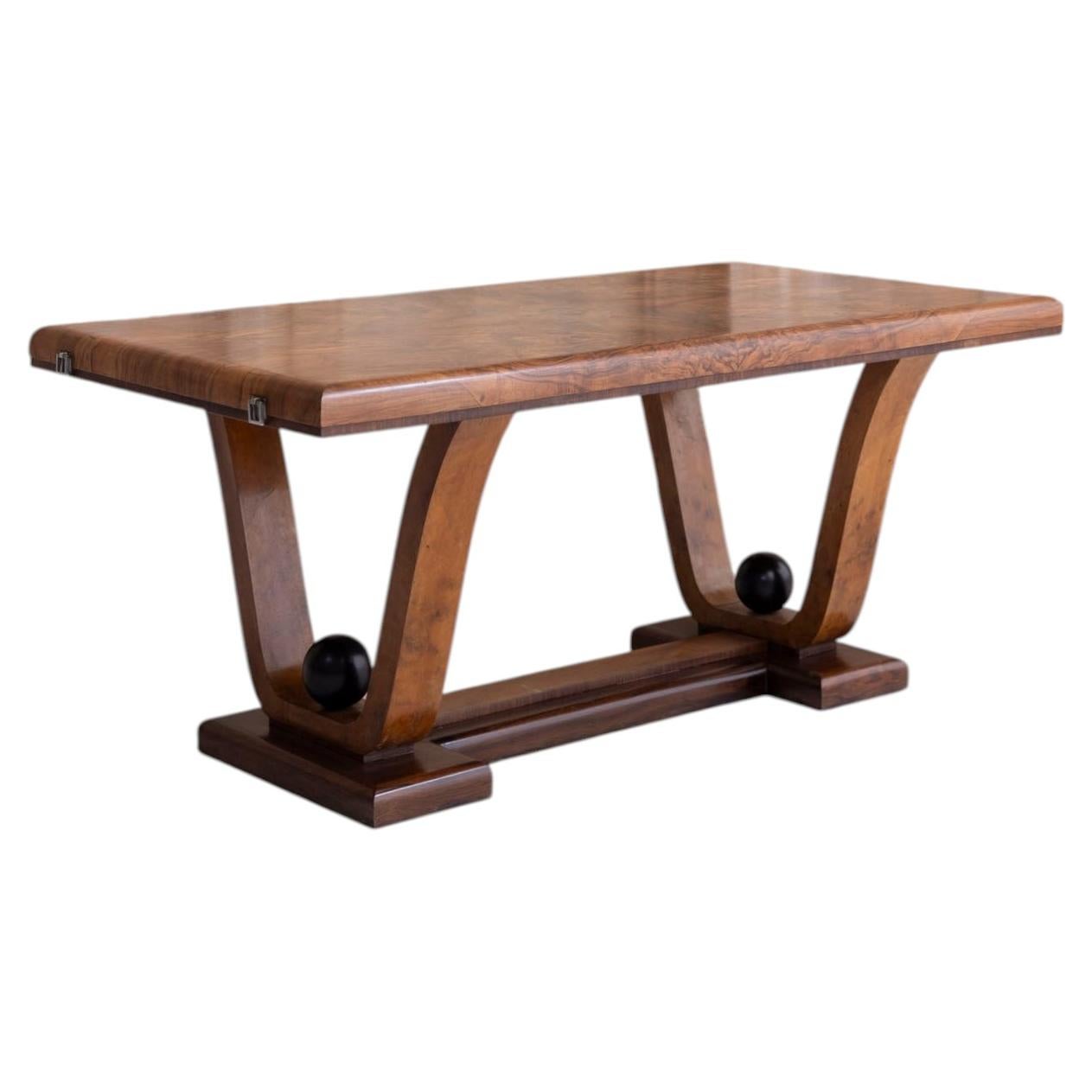 Italian Burl Wood Dining Table, Mid-Century Modern, 1930s, Italy