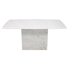 Italian Dining Table in White Carrara Marble with a Boat-Shaped Top, 1970s
