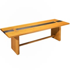 Italian Dining Table in Oak with Aluminum Inlays 250cm/98.43in.