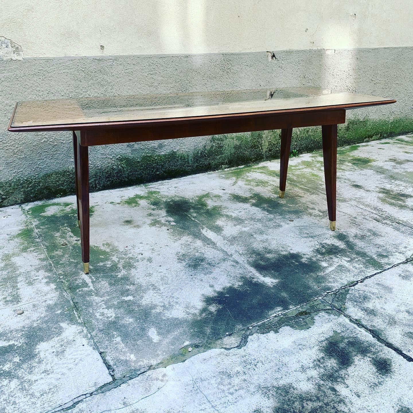 Brass Italian Dining Table in the Style of Ico Parisi, 1950s For Sale