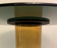 Table de salle à manger italienne dans le style de Salocchi, plateau en verre rond fumé
