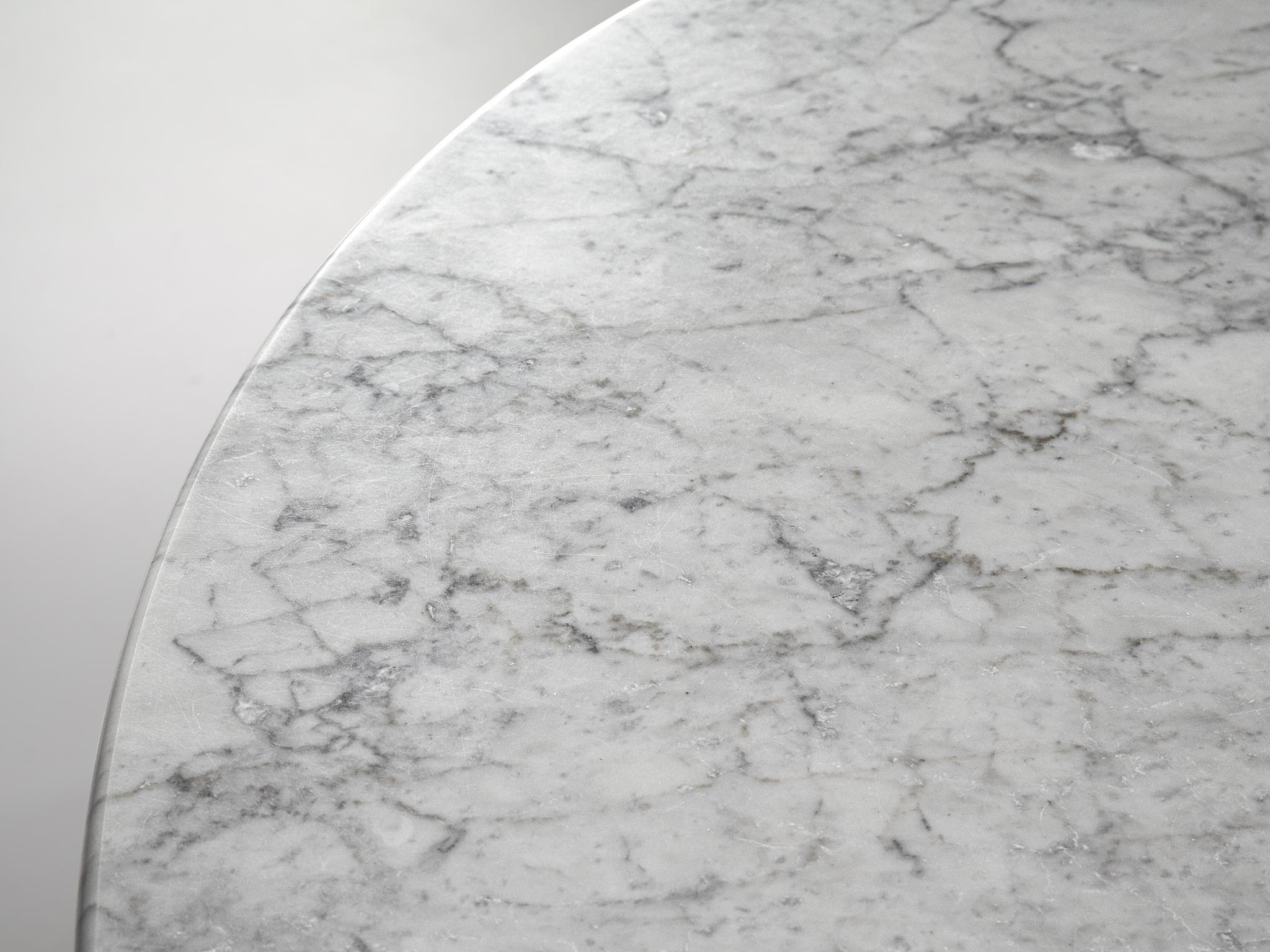 Metal Italian Dining Table in White Marble