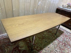 Italian Dining Table in Wood and Chrome, Signed "Trau", 20th Century