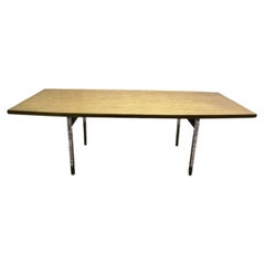 Italian Dining Table in Wood and Chrome, Signed "Trau", 20th Century